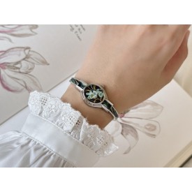 Silver Metal Women's Floral Watch